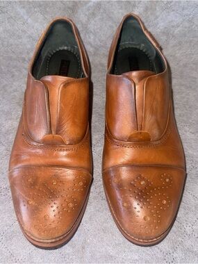 PIKOLINOS Cognac Tan Leather Cap Toe Perforated Slip On Loafer Size 36